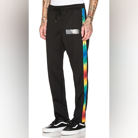 OFF-WHITE ART DAD Time Travelling Track Pants in Black & Multicolor - Picture 1 of 13